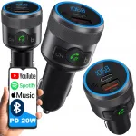 FM Bluetooth saatja USB Type C, QC 3.0, PD 20W ja bassiv&otilde;imendusega