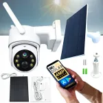 Juhtmevaba WiFi v&auml;listingimuste IP-kaamera p&auml;ikesepatareiga, 4MP, p&ouml;&ouml;ratav korpus, valge
