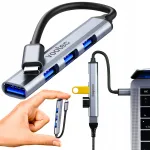 USB-C jagaja, 4 porti, USB 3.0, kompaktne adapter