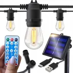 P&auml;ikesepaneeliga aialaternate n&ouml;&ouml;r 10 m, 10&times; LED lamp E27, puldikontrolliga, v&auml;lisvalgustus