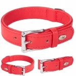 Nahast koera kaelarihm Dingo Royal, punane, 3,0 x 38&ndash;44 cm, topelt&otilde;mblustega