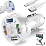 Auto laadija 4 USB-pordiga, PD, QC 3.0 ja kiirjuhtmega