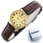 CASIO naiste k&auml;ekell kuldse v&auml;rvi, rihma ja kuup&auml;eva funktsiooniga karbis