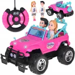 Puldiga juhitav auto Jokomisiada, roosa, figuuridega