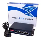 6-pordiline PoE l&uuml;liti, 4 PoE porti, 75W, 100Mbps, IP kaameratele