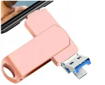128GB USB-m&auml;lupulk, USB 3.0, Type-C, Micro USB, OTG, roosa