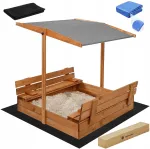 Puidust immutatud liivakast katusega, 120 cm