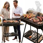 Elektriline grill jalgadel raamiga ja restidega r&otilde;dule, aeda, terrassile