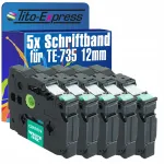 BROTHER TZ-735 kleepriba, 12 mm, roheline valgega, 5 tk