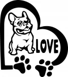 Auto kleebis taustata &bdquo;BULLDOG FRENCH&ldquo;, s&uuml;damekujuliste k&auml;ppadega, 15 x 13,5 cm