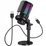 Stuudio kondensaatormikrofon USB/Type-C ME6S popfiltri ja RGB valgustusega