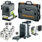 Ristlaser 360&deg; 8G roheline + 7 adapterit 18V Bosch, Makita jt + L-BOXX karp