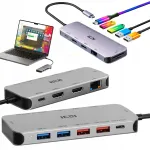 Kahekordne monitoride dokiplaat 2x HDMI, USB-C 3.0, RJ45, PD 100W
