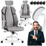 DUNCAN ergonoomiline valge/hall ratastega kontoritool