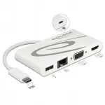 DELOCK USB 3.1/C dokipea LAN, HDMI 4K 30Hz, VGA ja USB-ga