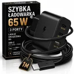 Kiirlaadija 65W, 1 m Type-C kaabel, PD, 2 x USB-C, USB-A, QC