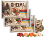 SHELMA kuiv kassitoit teraviljavaba, 12 x 85 g, l&otilde;he, tursk, veiseliha, kana