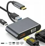 USB-C adapter, 4 &uuml;hendust: HDMI 4K, VGA, USB 3.0