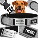 HUGGY DOGGY hall koera kaelarihm graveeritud nime ja telefoninumbriga, XS