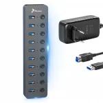 USB-jaotus, 10 pesa, USB 3.2, toiteadapteriga, 24 W