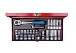 King Tony padrunite komplekt 3/8", 27 tk, 6-kandiline, 7-19 mm, koos hargiga, 3527