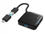 USB jaotur Hama 4x USB-A, USB-C adapter, kuni 5 Gb/s