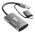 Spacetronik MicroSD m&auml;lukaartide lugeja USB-C ja USB-A