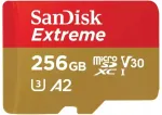 SanDisk Extreme microSDXC 256GB 160MB/s UHS-I U3 Class 10 m&auml;lukaart