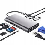 USB-C jagaja USB, SD, MicroSD, PD, RJ45, HDMI, VGA, sobib MacBookile