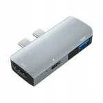 USB-C hub, 3 porti, dokistamise adapter