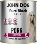 JohnDog Pure Black Sensi Digest koerakonserv sealiha lisandiga, 800 g