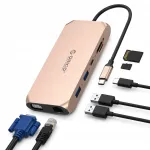 ORICO USB-C 12-in-1 jaotur HDMI 4K 60Hz, VGA, RJ45, PD 100W, SD, audio