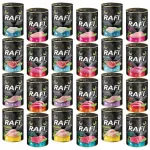 RAFI CAT teraviljavaba m&auml;rg kassitoit, erinevad maitsed, 24 x 400 g