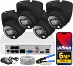 Valvekaamerate komplekt DAHUA 6Mpx IP POE, 4 tk, IPC-HDW1639T-A-IL, mustad
