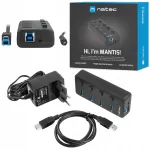 USB jagaja NATEC MANTIS 2, 4 pesa, 5 Gbps, sisse-/v&auml;ljal&uuml;litusega l&uuml;litid
