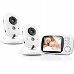 Beebimonitor video 2 HD kaameraga, 3,2'' LCD, juhtmevaba, &ouml;&ouml;režiimiga