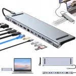 Dokijaam 12in1: HDMI, VGA, USB-C, 4K, RJ45, s&uuml;learvutile