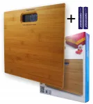 Elektroonilised bambusest vannitoa kaalud, kuni 180 kg, LCD-ekraan, temperatuuri m&otilde;&otilde;tmine