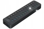 USB jagaja Orico CT2U3-13AB-EU-BK-BP, 13x USB-A, 5Gbps, BC 1.2, 60W, must