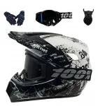 Elektrilise t&otilde;ukeratta kiiver CROSS/ENDURO/QUAD/BMX koos prillide ja kinnastega, suurus M