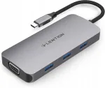 LENTION USB-C jagaja HDMI 4K, VGA, 3 USB, SD lugeja, PD 60W