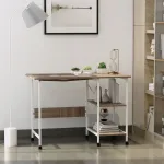 Kokkupandav MDF arvutilaud ratastega, 107 x 55 x 76 cm, naturaalne toon