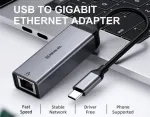 V&auml;line v&otilde;rgukaart REAL-EL CE-150, USB-C kuni RJ45, 1000 Mb/s, metallist