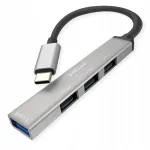 USB jagaja ROLINE 4 pesa (1x 3.0, 3x 2.0), USB-C, USB 3.2 Gen 1