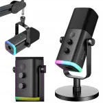 D&uuml;naamiline mikrofon USB/XLR v&auml;rvilise LED-taustvalgustusega, PS5, stuudiotele, m&auml;ngudele