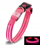 Roosa LED-valgustusega koera kaelarihm USB laadimisega, 3 režiimi, 40&ndash;48 cm