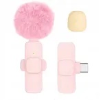 Juhtmevaba clip-on mikrofon iPhone&rsquo;ile ja USB-C arvutitele, roosa
