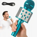 Juhtmevaba karaokemikrofon k&otilde;lariga ja salvestusfunktsiooniga