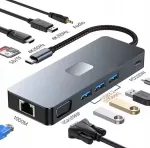USB-C jagaja 11-in-1 HDMI 4K, DP, VGA, RJ45, PD