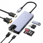 USB-C 8-in-1 hub: HDMI 4K, VGA, RJ45, PD 87W dokkimisjaam